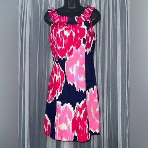 Lilly Pulitzer Dominica Dress, Size 2, scoopneck, scoopback, navy, pink, white